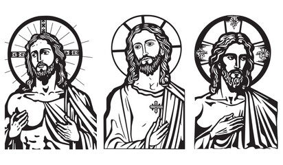 Jesus Christ Savior Messiah Son of God. Vector illustration Silhouette laser cutting