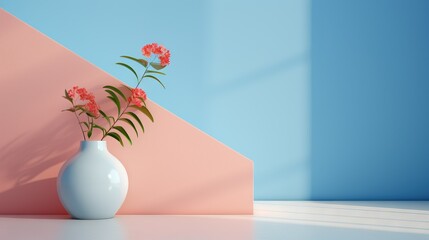  a white vase with some red flowers in it on a table.  generative ai