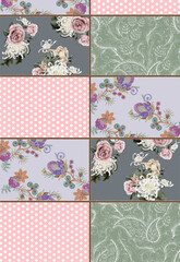 set of patterns with flowers romantic