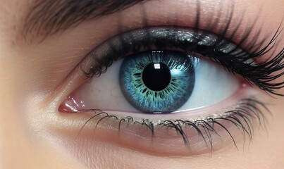 Mesmerizing Blue Eye - Close-Up with Fluffy Black Eyelashes