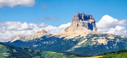 View of Chief Mountain in Glacier National Park. Chief Mountain has been a sacred mountain to the...