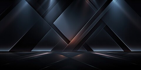 Abstract 3d background, glowing geometric shapes pattern texture on dark black background