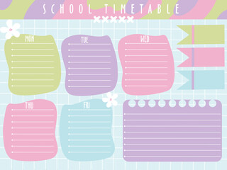 School timetable , Day planner, Date Blank template. Vector illustration. Minimal style. Clean style. Daily to do. Go to school