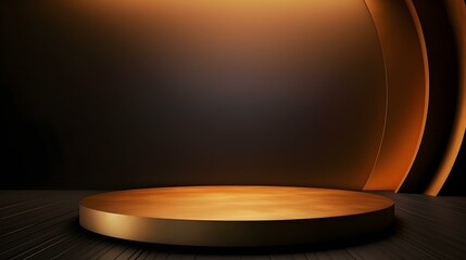 Abstract Studio Background in dark golden Colors. Minimal Showroom for Product Presentation
