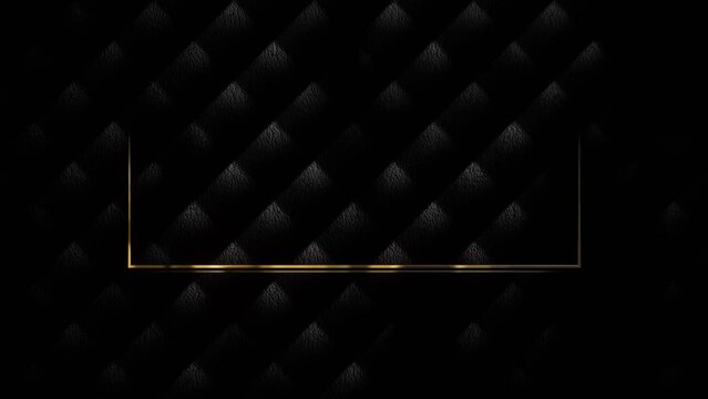 Luxury gold title border background. Black abstract text banner. Blank vip leather backdrop with golden frame. Copy space for casino royal or grand hotel logo