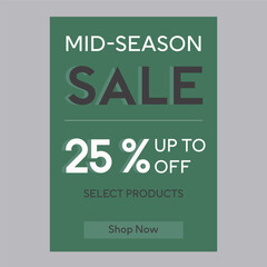 Naklejka premium Mid season sale 25% off discount promotion poster