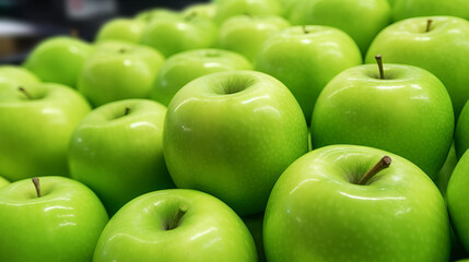 A stack of fresh green apples