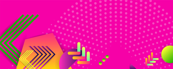 Barbie pink background. Bright juicy colors background with geometric elements. Vector stock illustration textured shapes in vibrant colors