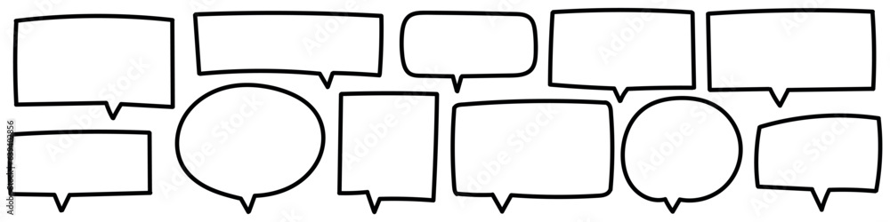 Poster line speech bubbles and text balloons in cartoon style. handwriting sketches and doodles create clou