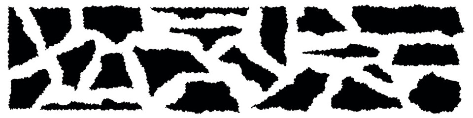 Obraz premium Torn paper shapes with rip edges. Newspaper texture, Grunge cut, tear, and blank spaces. Flat vector illustrations isolated background.