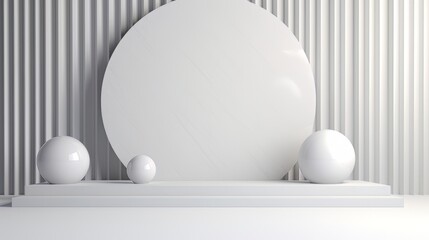 Abstract minimalistic white scene with geometric shapes. visualization AI