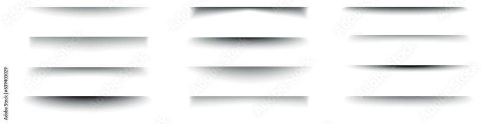 Poster shadow line, paper box divider, realistic drop effect. shade and rectangle on white. flat vector ill