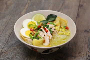 Soto Ayam, an Indonesian chicken noodle soup
