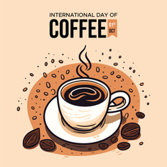Hand drawn style international day of coffee