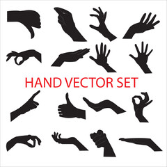 Hands poses. male and Female hand holding and pointing gestures, fingers crossed, fist, peace and thumb up. Cartoon human palms and wrist vector set. 