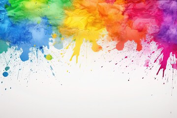 Colorful splashes of watercolor paint on a white background