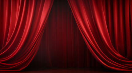 A red curtain against a black background