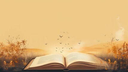 Open book. Web banner with copy space