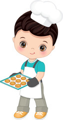 Vector Cute Little Chef Baking