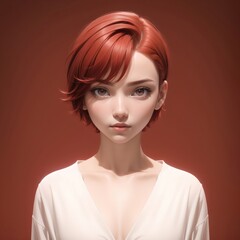 3D portrait of a short haired girl in casual outfit