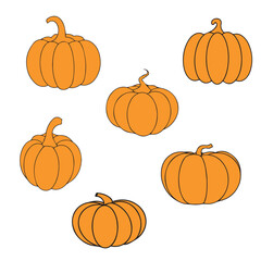 set of pumpkins. Pumpkin vector illustration one line. Autumn