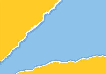 Torn ripped paper edge with copy space, color blue and yellow background