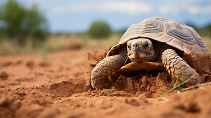 Quicksand that's not quick enough to catch the tortoise making its daring escape across it.