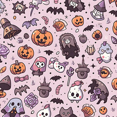 halloween themed pattern wallpaper decorated AI generated