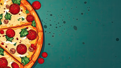 Pizza. Web banner with copy space