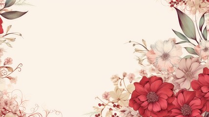 Vintage flowers. Web banner with copy space