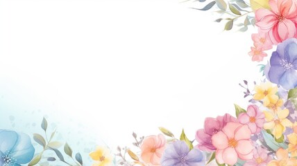 Fototapeta na wymiar Watercolor flowers. Web banner with copy space