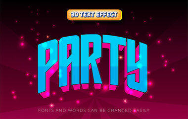 Party 3d editable text effect style