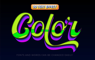 Color 3d editable text effect style