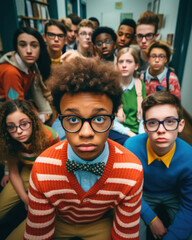Fototapeta premium Nerdy and Proud: Teenagers Engaging in School Studies 
