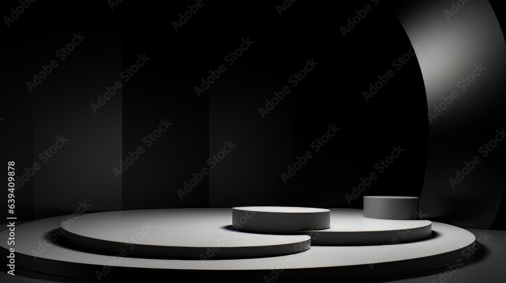 Poster abstract minimalistic black scene with geometric shapes. visualization ai