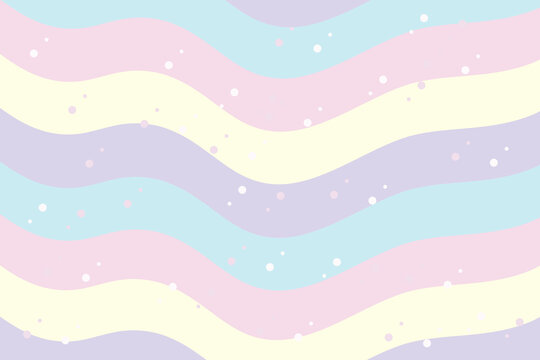 Rainbow pastel cute beautiful  wavy horizontal line stripe dot dash line circle seamless Pattern Vector Illustration Tablecloth, Picnic mat wrap paper, Mat, Fabric, Textile, Scarf