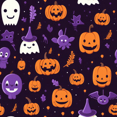 Fototapeta premium A Halloween pattern spooky cartoon 