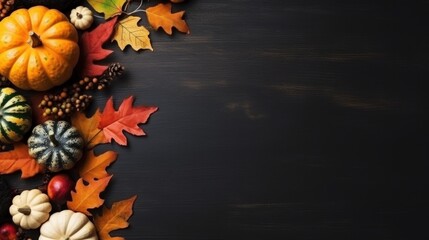 Naklejka na ściany i meble Autumn background with pumpkins