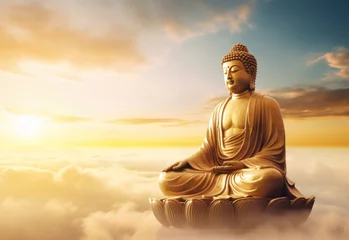  Gold buddha statue in the sky background © olegganko