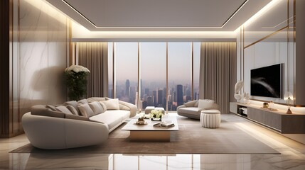 Fototapeta premium modern living room with fireplace