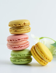 colorful macaroons isolated on white background