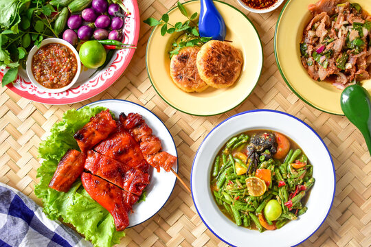 Blackguard Thai food set Isaan food , Top view