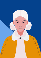 Illustration of a person in a coat. Women illustration, 2d art. 