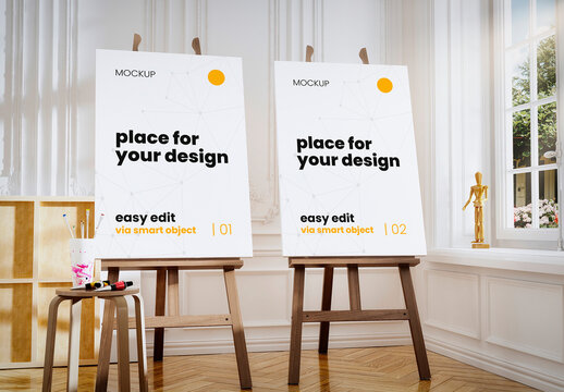 Atelier Painter Stand Vertical Canvas Mockup 02