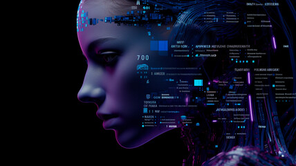 Data labeling for natural language generation, Blue-Purple Theme. Generative AI 