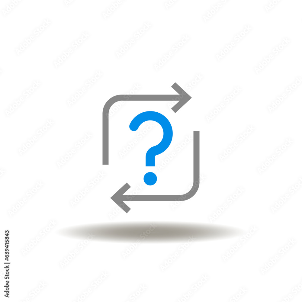 Poster vector illustration of question mark with cycling arrows of process. symbol of faq, call center. ico