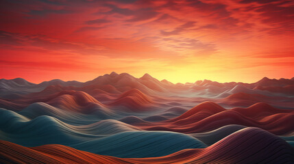 A vibrant sunset illuminating a majestic mountain