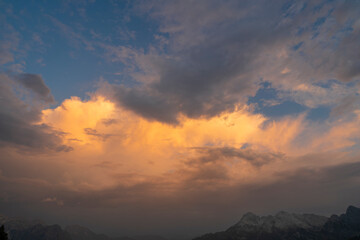 Dramatic sky clouds over the Albania north mountains, Theth