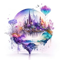 abstract watercolor background with butterflies
