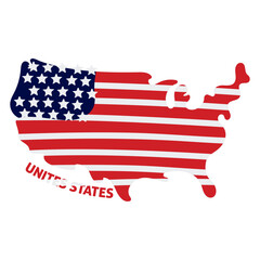 Isolated colored map of USA with its flag Vector
